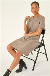 Petite Faux Suede Stretch Shift Dress