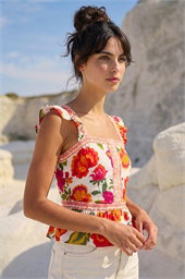 Dusk Floral Border Frill Top