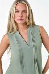 Petite Sleeveless Pleat Detail Top