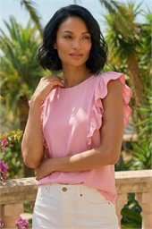 Dusk Short Sleeve Ruffle Stretch Tee