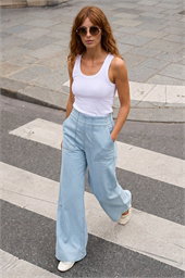 Cotton Stretch Wide Leg Jean