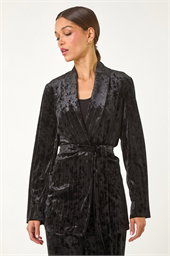 Striped Velvet Belted Blazer