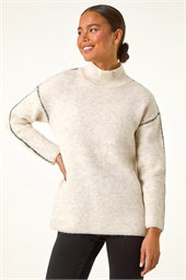 Petite Contrast Stitch Knit Jumper