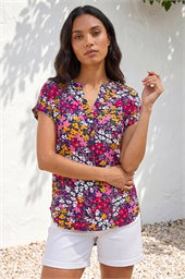 Floral Print Stretch Shirt