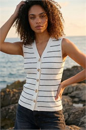 Dusk Stripe Buttoned Waistcoat