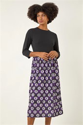Geo Print Midi Stretch Dress
