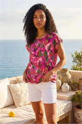 Leaf Print Shell Top