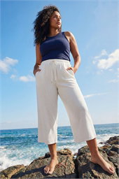 Curve Linen Blend Cropped Trousers