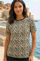 Textured Animal Print Stretch Tee