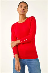 Scalloped Neck Knit Jumper