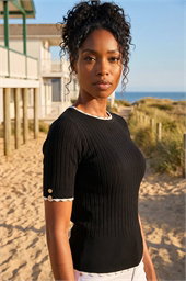 Button Detail Ribbed Knit Top