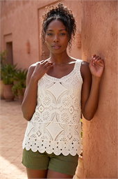 Cotton Crochet Knit Vest Top