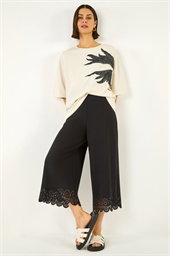 Laser Cut Wide Leg Trouser