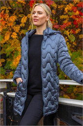 Wave Quilted Puffer Hooded Coat