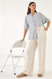 Linen Blend Wide Leg Trouser