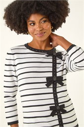 Stripe Bow Detail Knit Jumper
