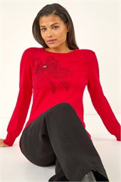 Sparkle Bow Detail Crew Neck Jumper