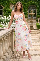 Petite Floral Ruched Midi Dress