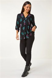 Heart Print Longline Blouse