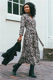 Petite Animal Print Midi Shirt Dress