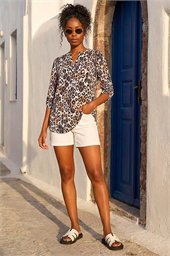 Animal Print Stretch Blouse