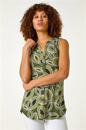 Textured Leaf Print Vest Top