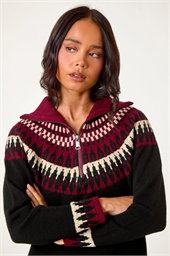 Petite Fairisle Zip Detail Jumper