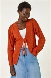 Textured Tie Front Knit Cardigan