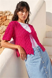 Textured Tie Front Shrug
