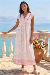 Paisley Lace Trim Midi Dress