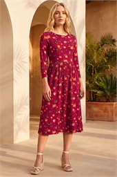 Floral Print Pocket Detail Midi Dress