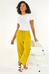 Cropped Linen Blend Trouser