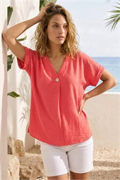 Pleat Front V-Neck Top