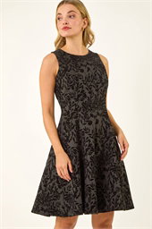 Dusk Flocked Premium Stretch Dress