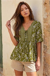 Floral Print Tassel Tunic Top