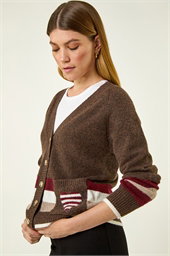 Striped Heart Knit Cardigan