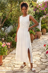 Crochet Bodice Midi Dress