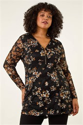Curve Zip Front Lace Top