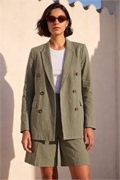 Cotton Double Breasted Collar Jacket