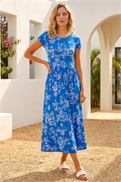 Floral Print Midi Stretch Dress
