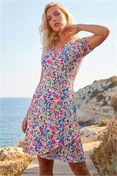 Petite Floral Frill Wrap Dress