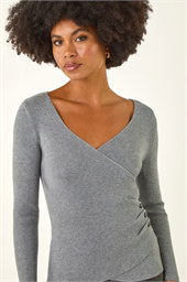 Wrap Button Detail Knit Jumper