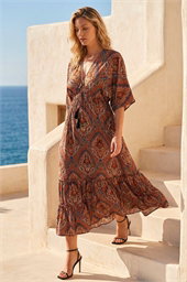 Paisley Boho Print Maxi Dress 