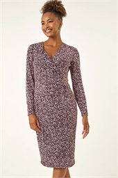 Leaf Print Chain Detail Dress