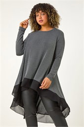 Curve Glitter Chiffon Hem Tunic Top