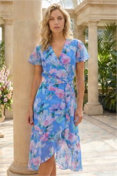 Floral Frill Detail Wrap Dress