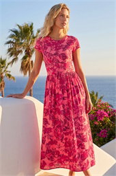 Floral Print Pocket Midi Dress