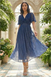 Ombre Plisse Midi Dress