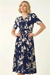 Floral Wrap Midi Dress