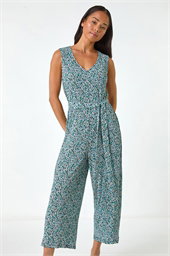 Petite Ditsy Crinkle Crop Jumpsuit